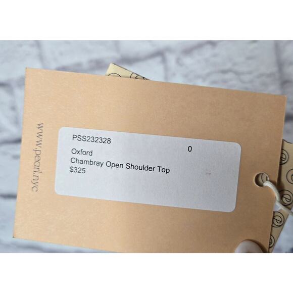 Pearl by Lela Rose Oxford Chambray Open Shoulder button up small 0. - Picture 10 of 11